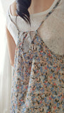 D1029 Tie shoulder floral midi dress