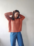 T1078 Cable V Neck Knitted Top