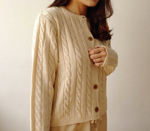T1099 Knit cable cardigan