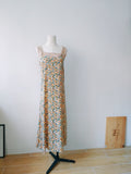D1029 Tie shoulder floral midi dress