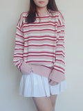 T1208 Oversized stripped knitted jumper