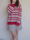 T1208 Oversized stripped knitted jumper