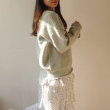 T1080 Floral high neck knitted jumper
