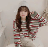 T1208 Oversized stripped knitted jumper