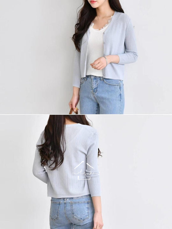 T1202  Knit Crop Cardigan