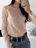 T1097 Lace high neck blouse