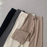 P3019 Ribbed wide leg knitted pants